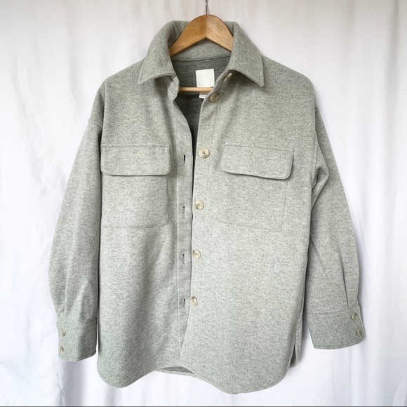 (NWT) H&M - spring light green melange shirt jacket / shacket (xs) - Picture 2 of 16